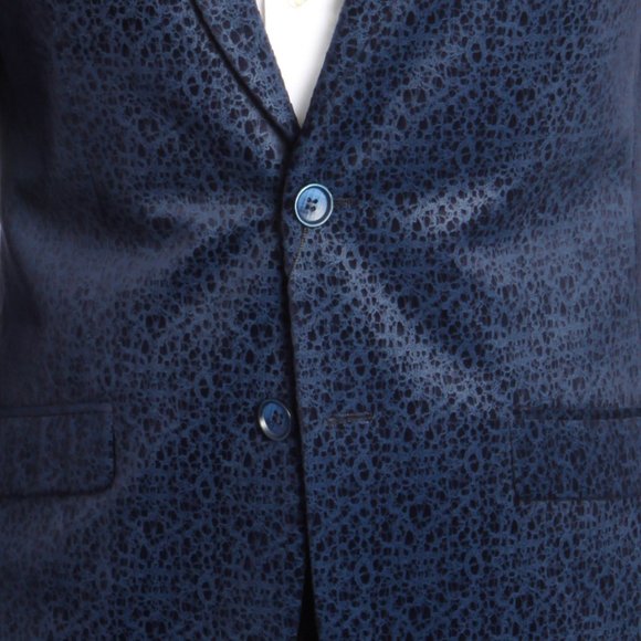 Blue Corduroy Scale Patterned Men's Blazer Sports Coat - Picture 6 of 6